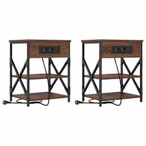 Noční skříňka 2 pcs Hnědý dub 41 x 31 x 51 cm kompozitní dřevo - obrázek 2
