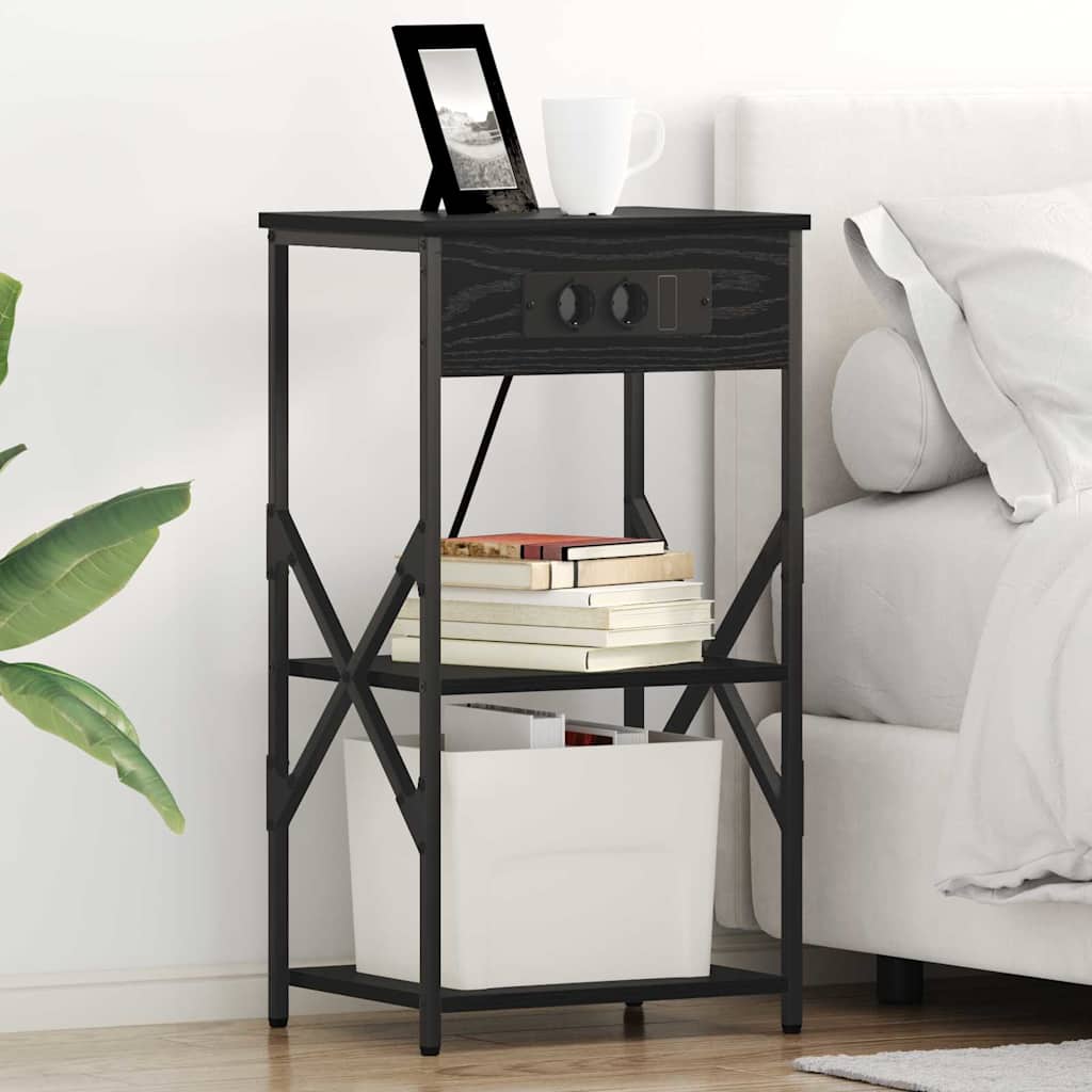 Нощни шкафчета 2 pcs Черен дъб 41 x 31 x 76 см Инженерно дърво