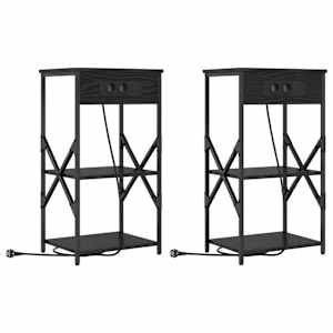 Noční skříňka 2 pcs Černý dub 41 x 31 x 76 cm kompozitní dřevo - obrázek 2