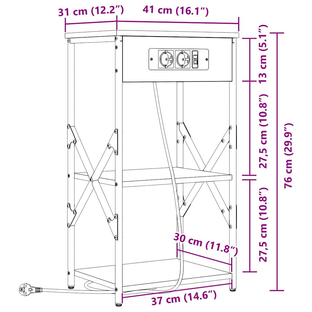 Nočna omarica Sonoma hrast 41 x 31 x 76 cm Konstruiran les - slika 13