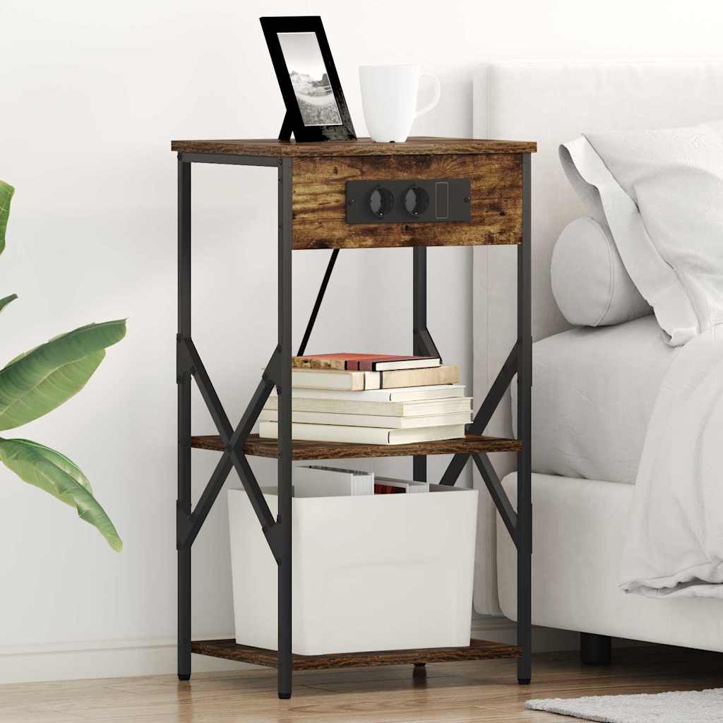 Нощни шкафчета 2 pcs Опушен дъб 41 x 31 x 76 см Инженерно дърво