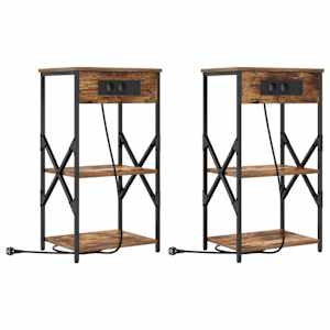 Noční skříňka s policí 2 pcs Kouřový dub 41 x 31 x 76 cm - obrázek 2