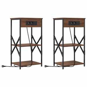 Noční skříňka 2 pcs Hnědý dub 41 x 31 x 76 cm kompozitní dřevo - obrázek 2