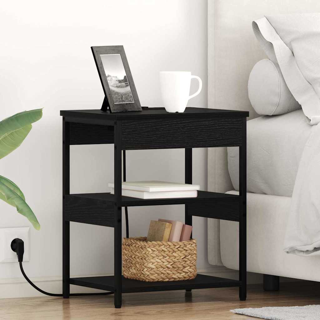 Нощни шкафчета 2 pcs Черен дъб 41 x 31 x 51 см Инженерно дърво