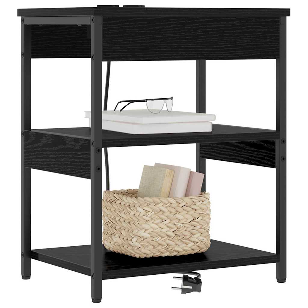 vidaXL Bedside kasten 2 pcs Zwart eiken 41 x 31 x 51 cm Bewerkt hout
