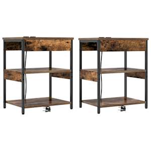 Noční skříňka 2 pcs Kouřový dub 41 x 31 x 51 cm - obrázek 2