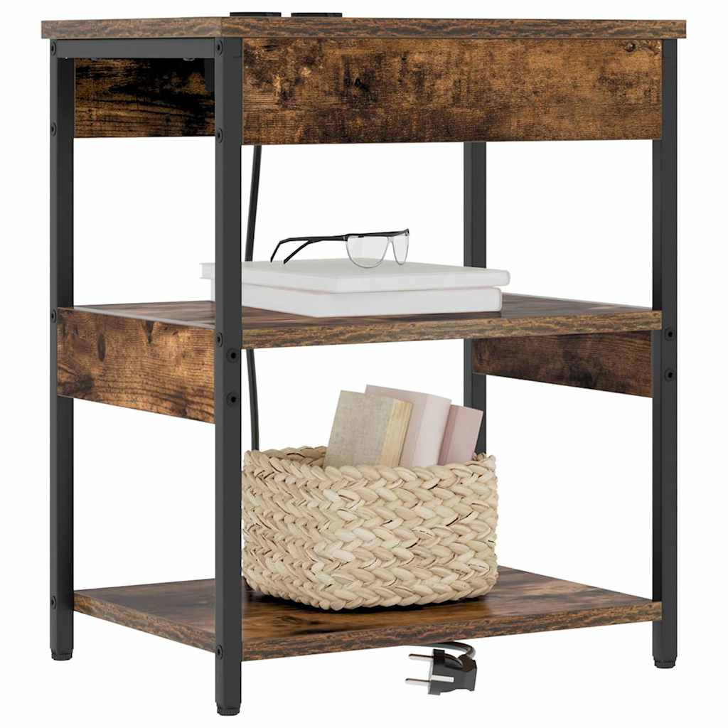 vidaXL Bedside kasten 2 pcs Gerookt eiken 41 x 31 x 51 cm Bewerkt hout
