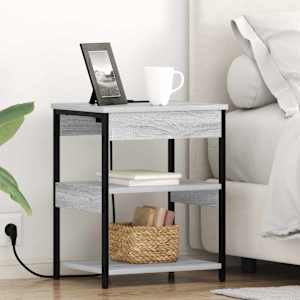 Nočna omarica 2 pcs Siva Sonoma 41 x 31 x 51 cm Konstruiran les