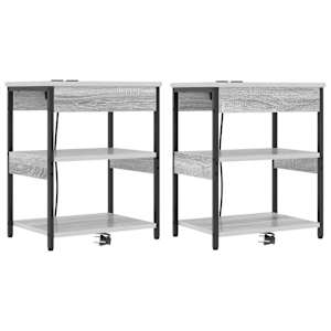 Noční skříňka 2 pcs Šedá Sonoma 41 x 31 x 51 cm - obrázek 2