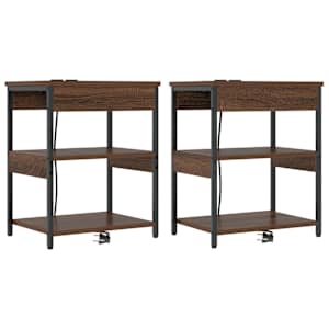 Noční skříňka 2 pcs Hnědý dub 41 x 31 x 51 cm kompozitní dřevo - obrázek 2