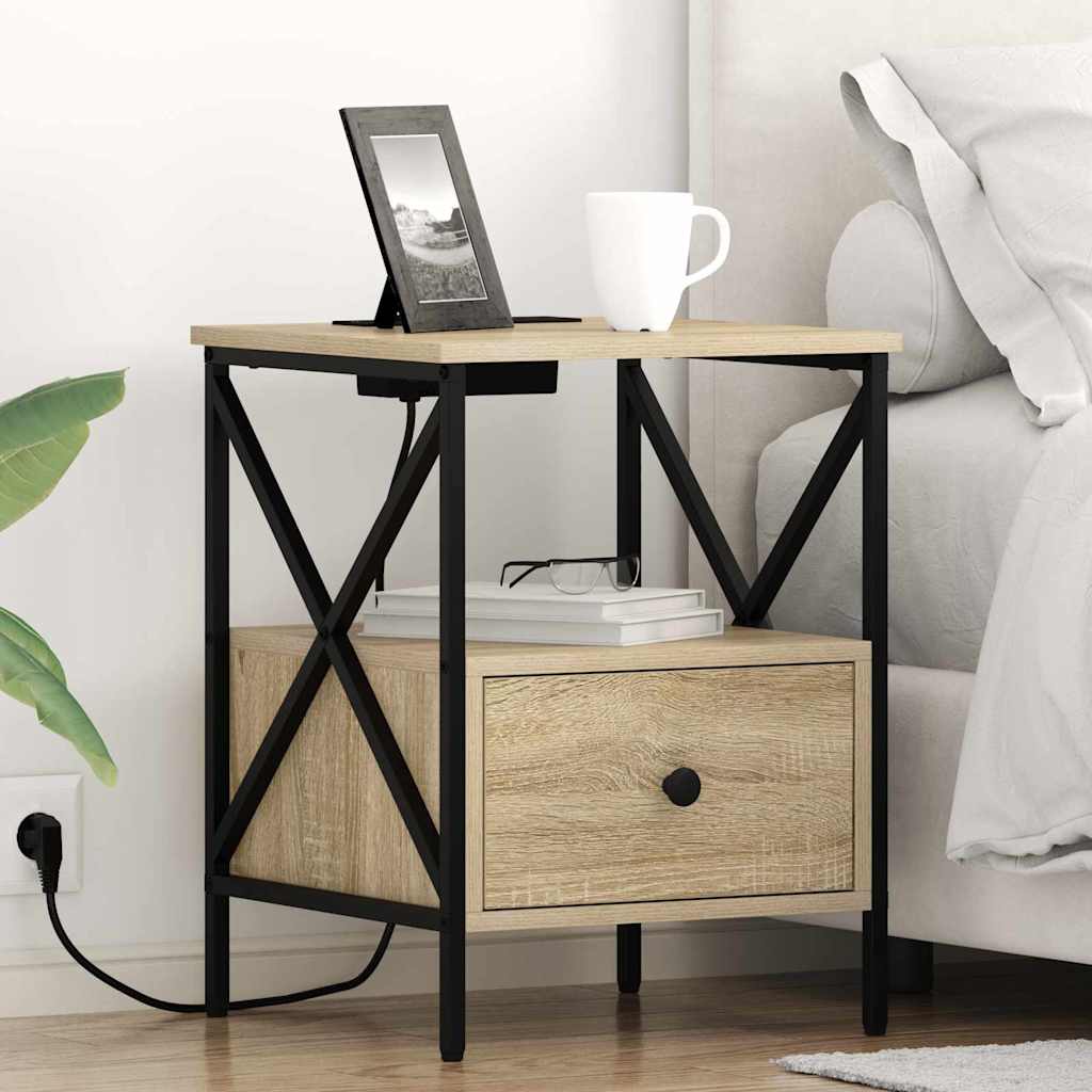 Нощен шкаф 2 pcs дъб сонома 41.5 x 40.5 x 55 см Инженерно дърво