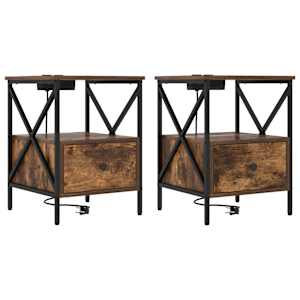 Noční skříňka se zásuvkou 2 pcs Kouřový dub 41,5 x 40,5 x 55 cm - obrázek 2