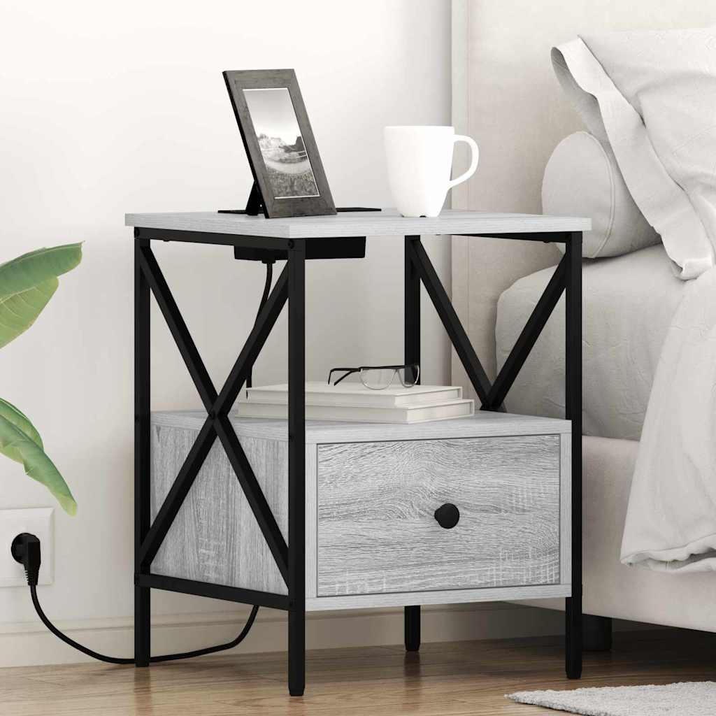 Нощен шкаф 2 pcs Сив сонома 41.5 x 40.5 x 55 см Инженерно дърво