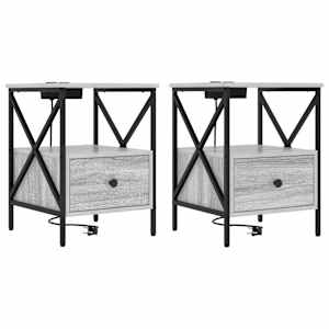 Noční skříňka se zásuvkou 2 pcs Šedá Sonoma 41,5 x 40,5 x 55 cm - obrázek 2