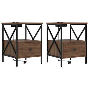 Noční skříňka se zásuvkou 2 pcs Hnědý dub 41,5 x 40,5 x 55 cm - obrázek 2