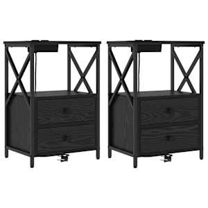 Noční skříňka 2 pcs Černý dub 40 x 31 x 60 cm kompozitní dřevo - obrázek 2