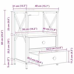 Noční skříňka 2 pcs Černý dub 40 x 31 x 60 cm kompozitní dřevo - obrázek 15