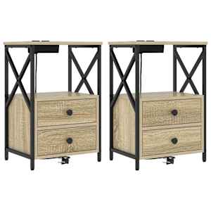 Noční skříňka 2 pcs Sonoma dub 40 x 31 x 60 cm kompozitní dřevo - obrázek 2