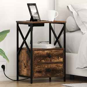 Nočna omarica s predalom 2 pcs Dimljeni oreh 40 x 31 x 60 cm