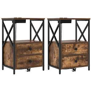 Noční skříňka se zásuvkou 2 pcs Kouřový dub 40 x 31 x 60 cm - obrázek 2