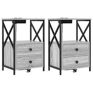 Nočna omarica 2 pcs Siva Sonoma 40 x 31 x 60 cm Konstruiran les