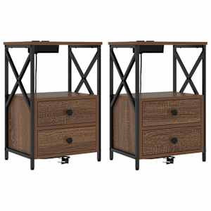 Noční skříňka 2 pcs Hnědý dub 40 x 31 x 60 cm kompozitní dřevo - obrázek 2