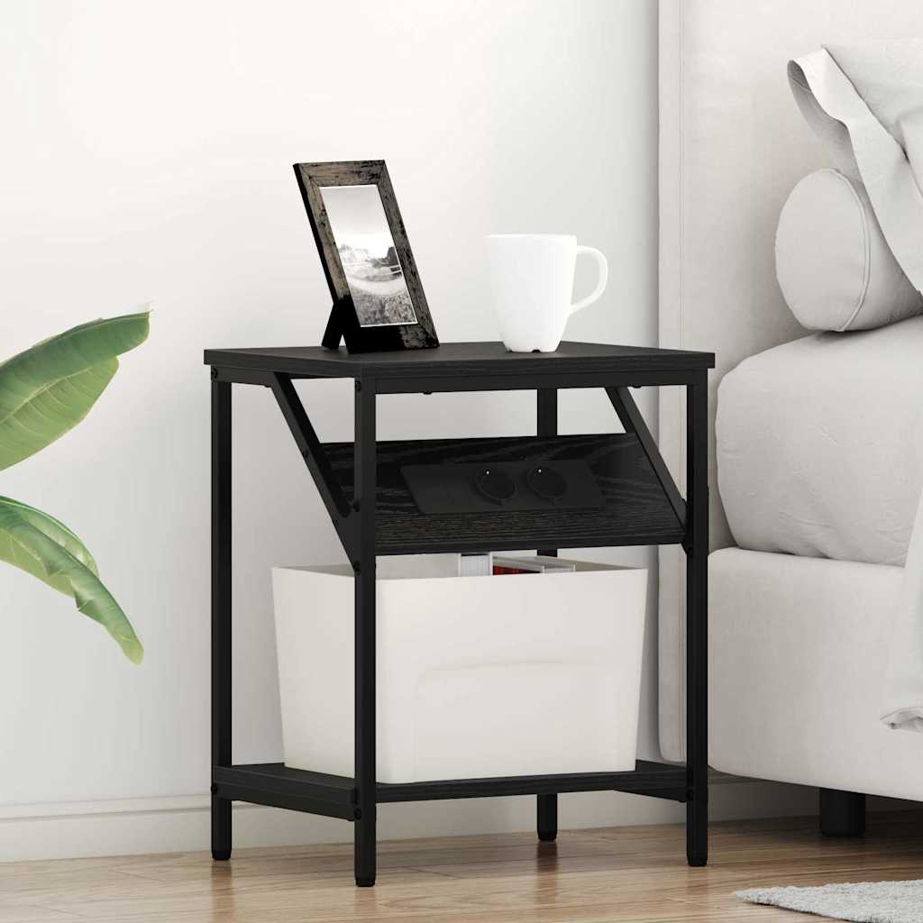 Нощни шкафчета 2 pcs Черен дъб 38 x 30 x 48 см Инженерно дърво