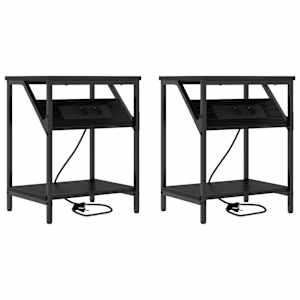 Noční skříňka 2 pcs Černý dub 38 x 30 x 48 cm kompozitní dřevo - obrázek 2