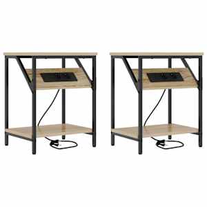 Noční skříňka 2 pcs Sonoma dub 38 x 30 x 48 cm kompozitní dřevo - obrázek 2