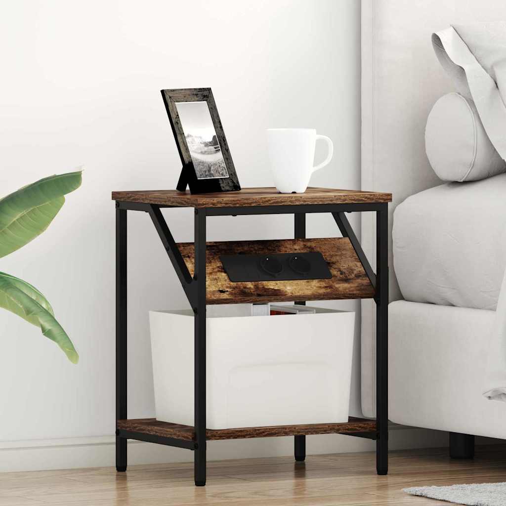 Нощни шкафчета 2 pcs Опушен дъб 38 x 30 x 48 см Инженерно дърво