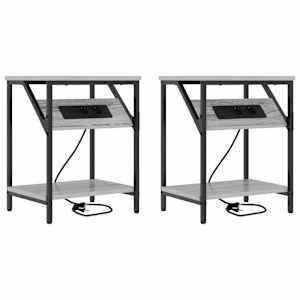 Noční skříňka 2 pcs Šedá Sonoma 38 x 30 x 48 cm - obrázek 2