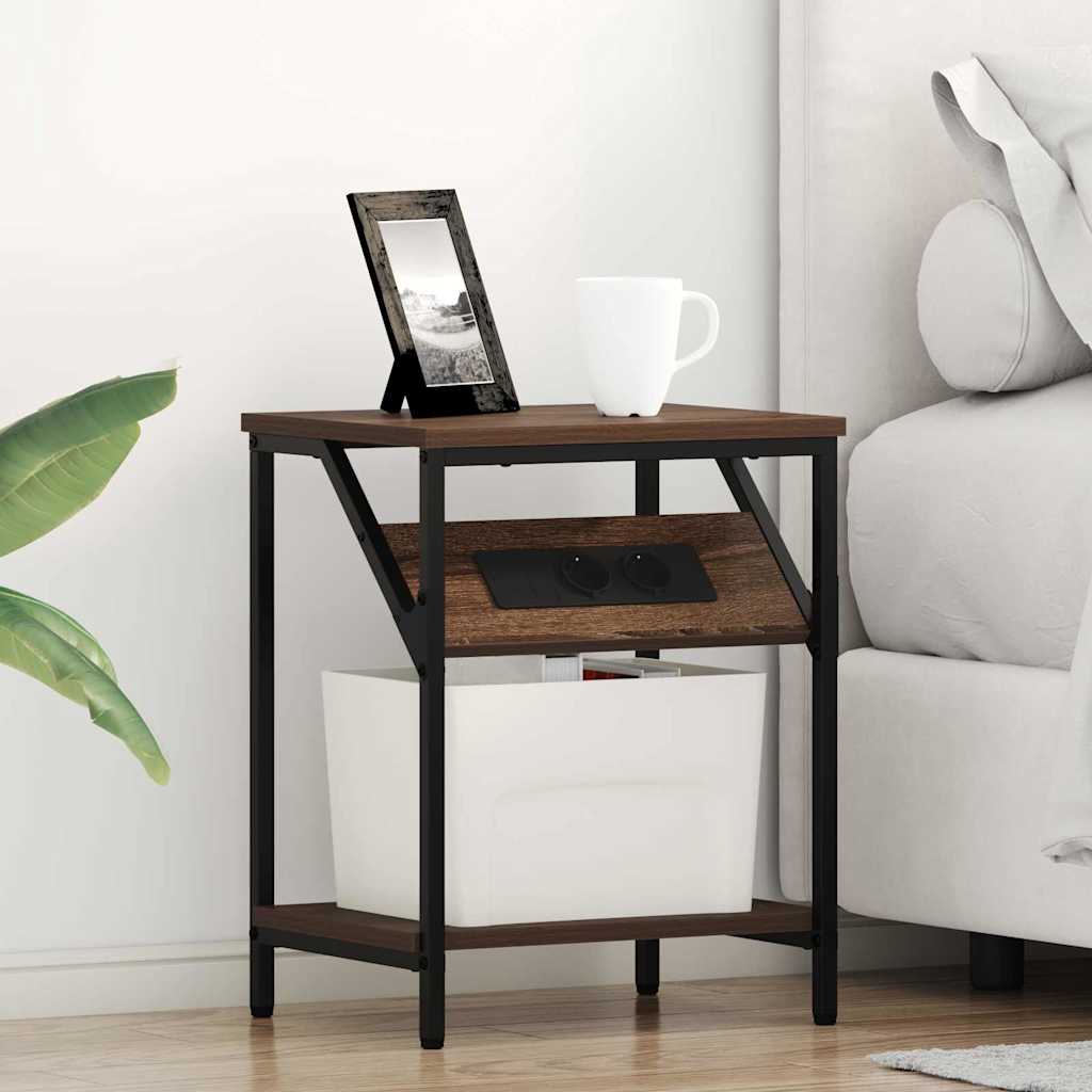 Нощни шкафчета 2 pcs Кафяв дъб 38 x 30 x 48 см Инженерно дърво