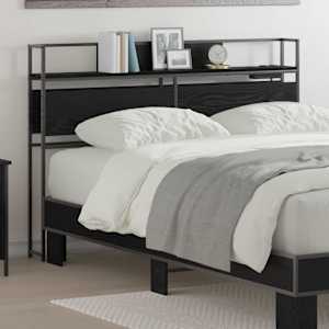 Skladiščni naslon s polico Črni hrast 135 cm Konstruiran les