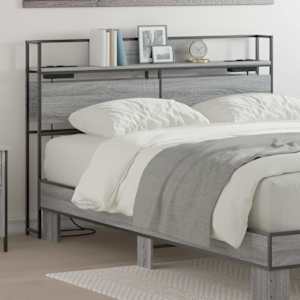 Skladiščni naslon s polico Siva sonoma 150 cm Konstruiran les