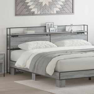 Skladiščni naslon s shranjevanjem Siva sonoma Konstruiran les