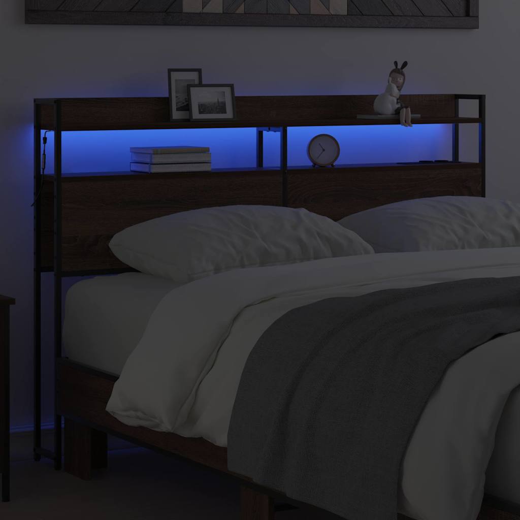 Hodegavl med hylle med lagring brun eik 120 cm Konstruert tre - Bilde 4