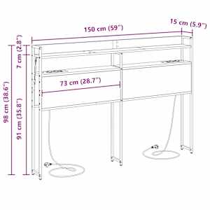Úložné čelo postele s čelo Kouřový dub 150 cm Kompozitní dřevo - obrázek 15