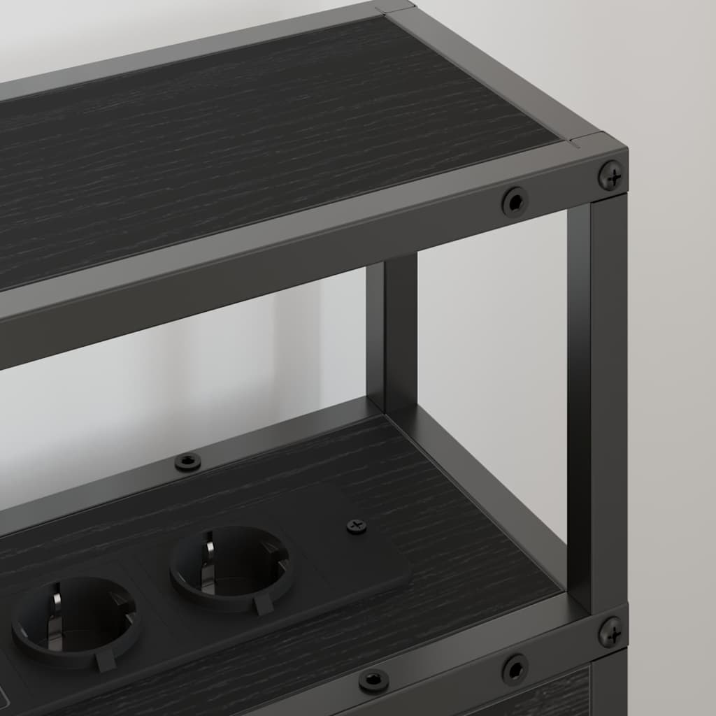 Säilytyspääty hyllyllä päätyllä Musta tammi 100 cm Tekninen puu - Image 4