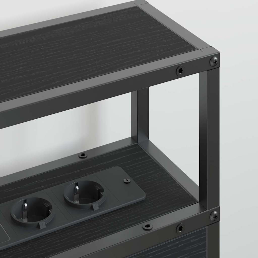 Säilytyspääty hyllyllä päätyllä Musta tammi 140 cm Tekninen puu - Image 4