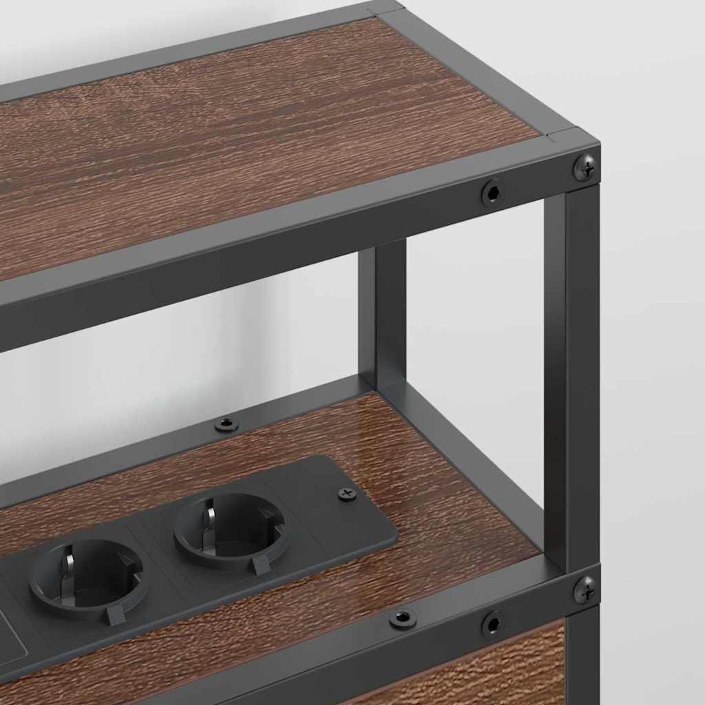 Säilytyspääty hyllyllä Ruskea tammi 160 cm Tekninen puu - Image 4