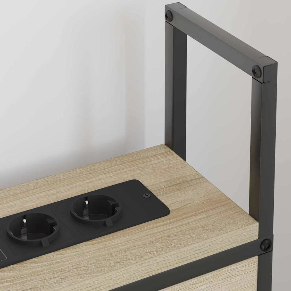 Säilytyssänky latausasemalla Sonoma tammi 90 cm Tekninen puu - Image 4