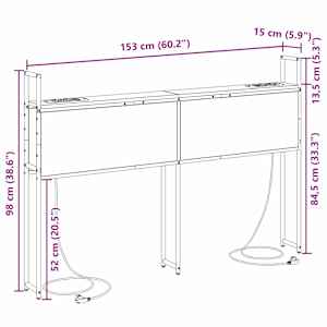 Úložná hlavová deska s nabíjecí stanicí s policí dub sonoma - obrázek 13