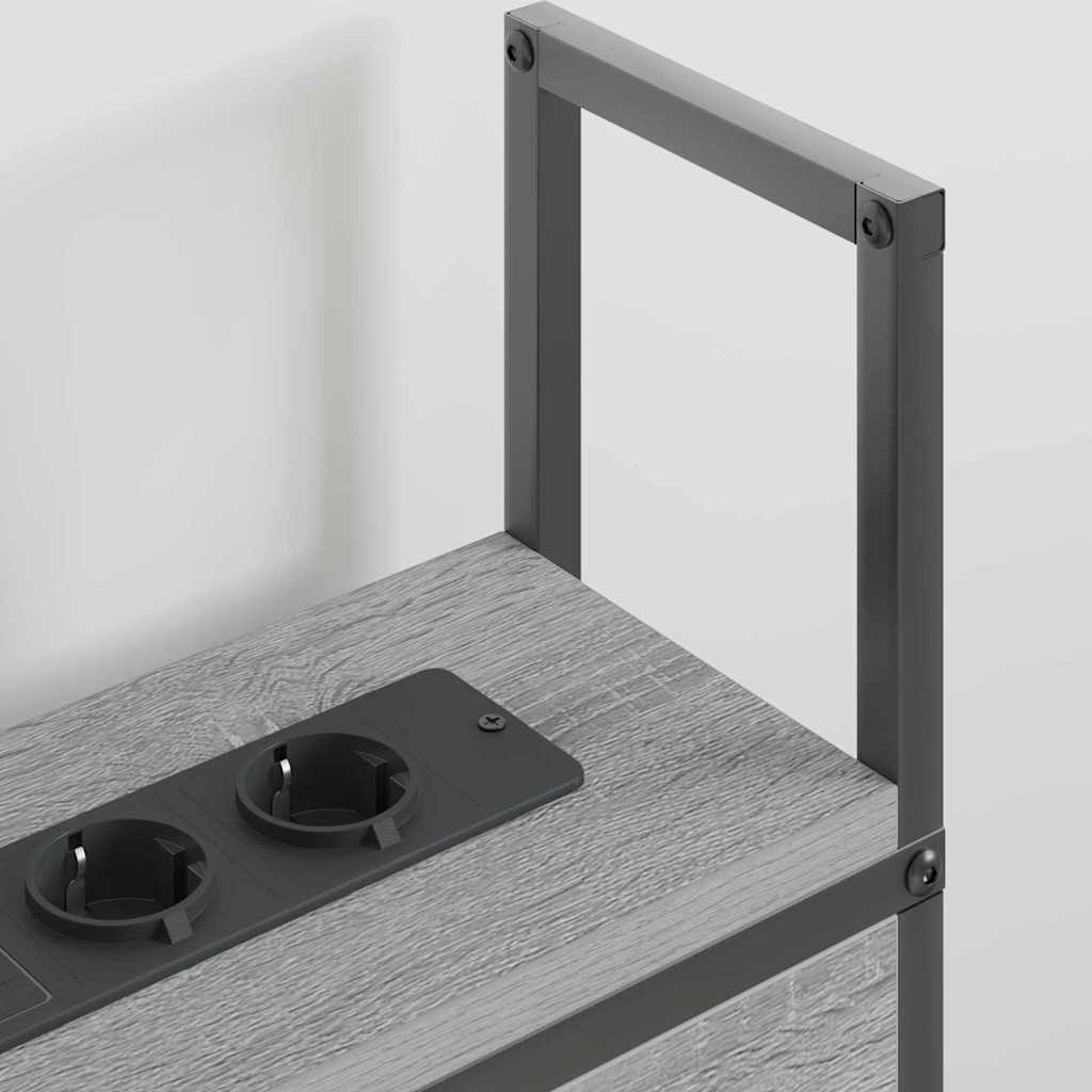 Säilytyssänky latausasemalla Harmaa sonoma 150 cm Tekninen puu - Image 4