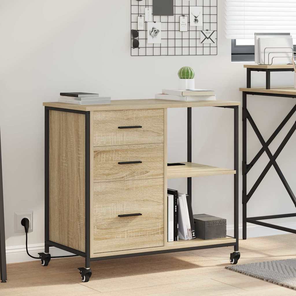 Kontorikapp rattaga Sonoma tamm 76 x 41 x 72 cm Tehispuit