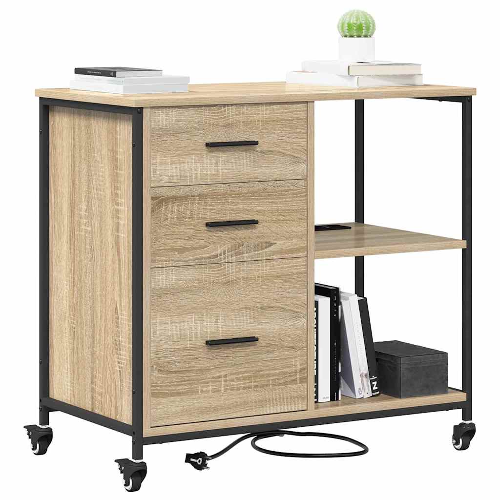 vidaXL Kantoor kast met wiel Sonoma eiken 76 x 41 x 72 cm Bewerkt hout