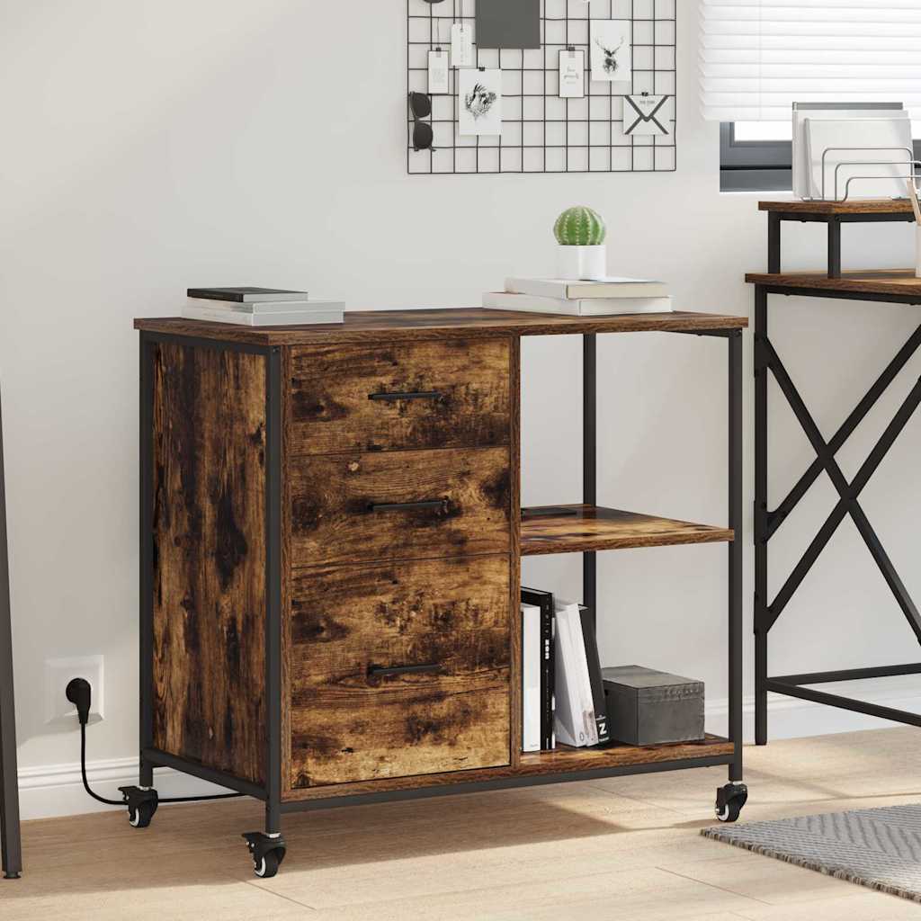 Kontorikapp rattaga Suitsutatud tamm 76 x 41 x 72 cm Tehispuit