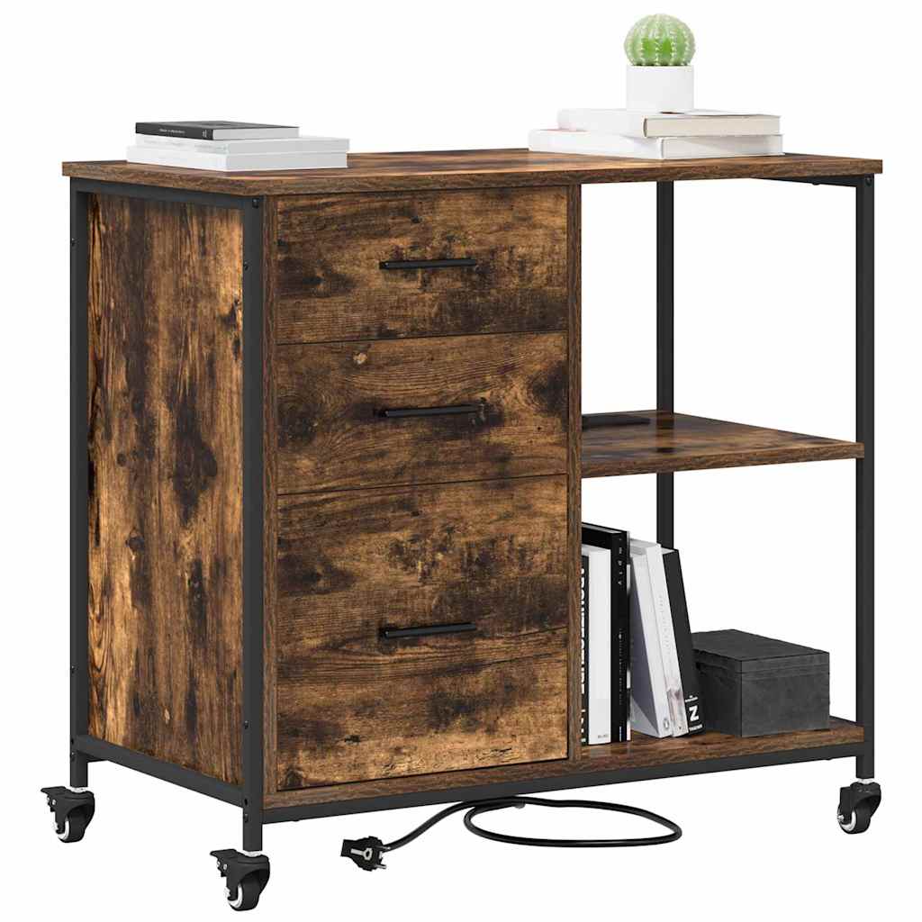 vidaXL Kantoor kast Gerookt eiken 76 x 41 x 72 cm Bewerkt hout