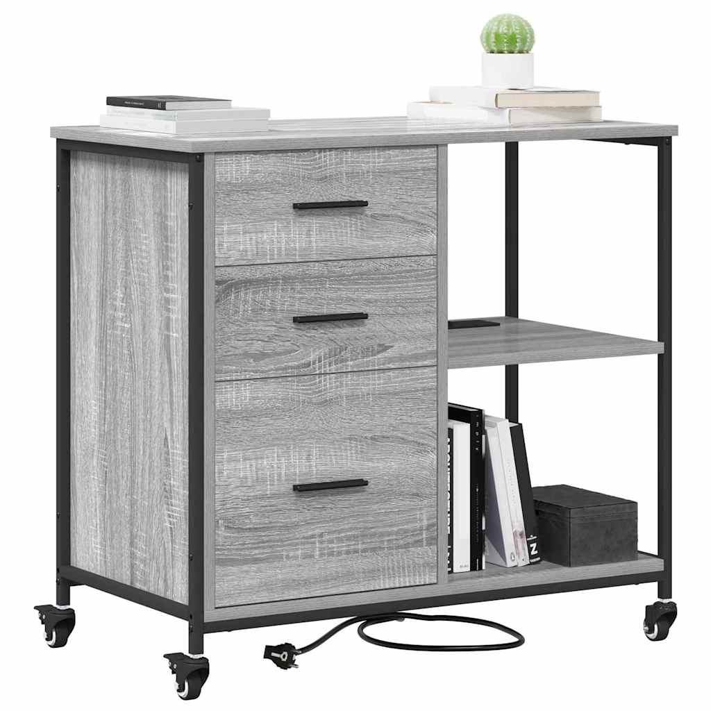 vidaXL Kantoor kast met wiel Grijs sonoma 76 x 41 x 72 cm Bewerkt hout