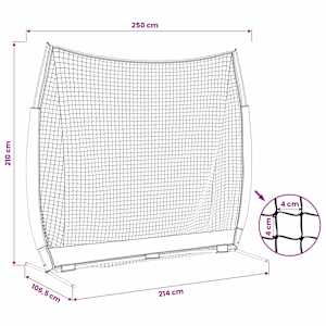 Síť na trénink baseballu Černá 250 x 106,5 x 210 cm Polyester - obrázek 10