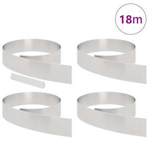 Okraj trávníku 4 pcs Stříbrná 450 x 0,05 x 15 cm Nerezová ocel - obrázek 3